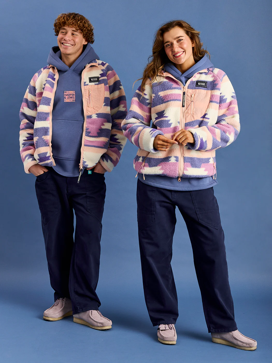 Finn Retro Pattern Full Zip Sherpa Fleece - Harper & Lewis