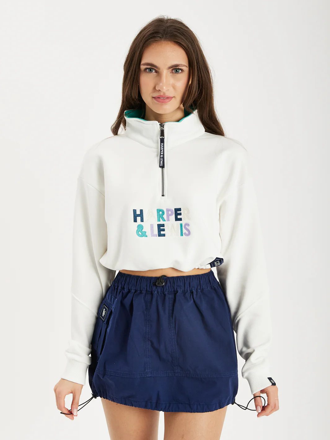 Sylvie Cropped 1/4 Zip Sweater Cream - Harper & Lewis