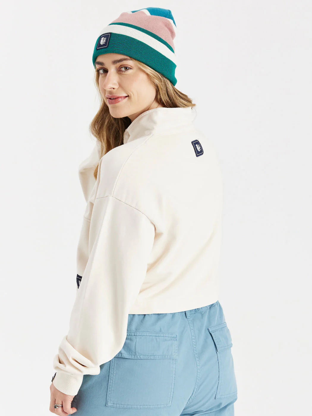 Kelsey Cropped 1/4 Zip Sweater Cream - Harper & Lewis