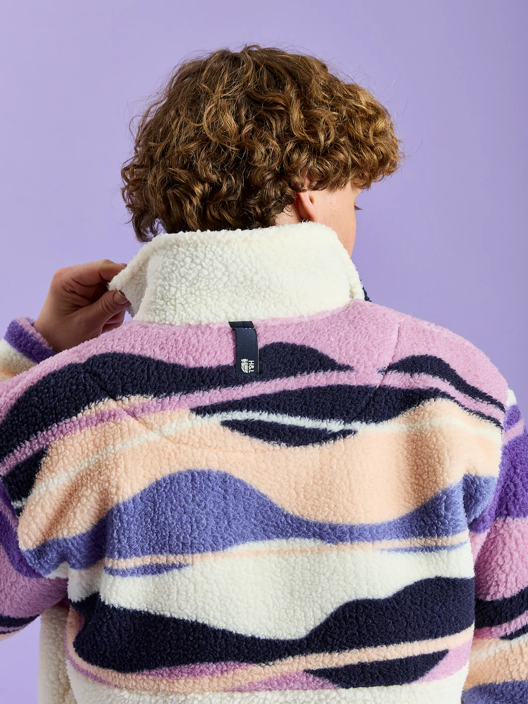 Leyna Retro Pattern 1/4 Zip Sherpa Fleece - Harper & Lewis