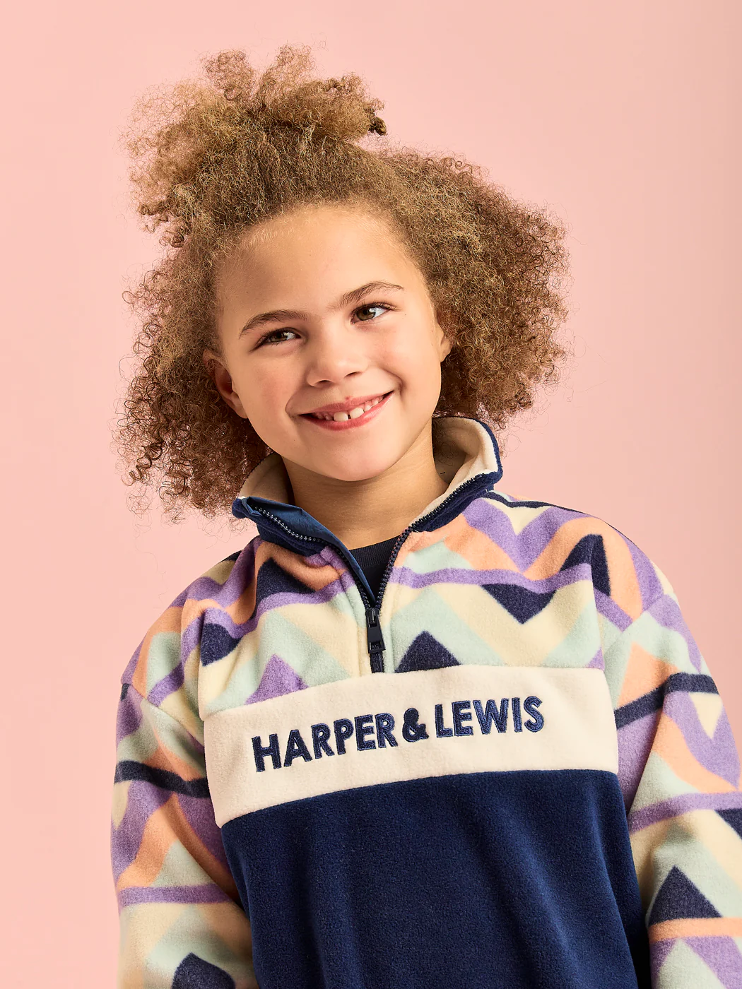 Kids Polar Retro Pattern 1/4 Zip Fleece - Harper & Lewis