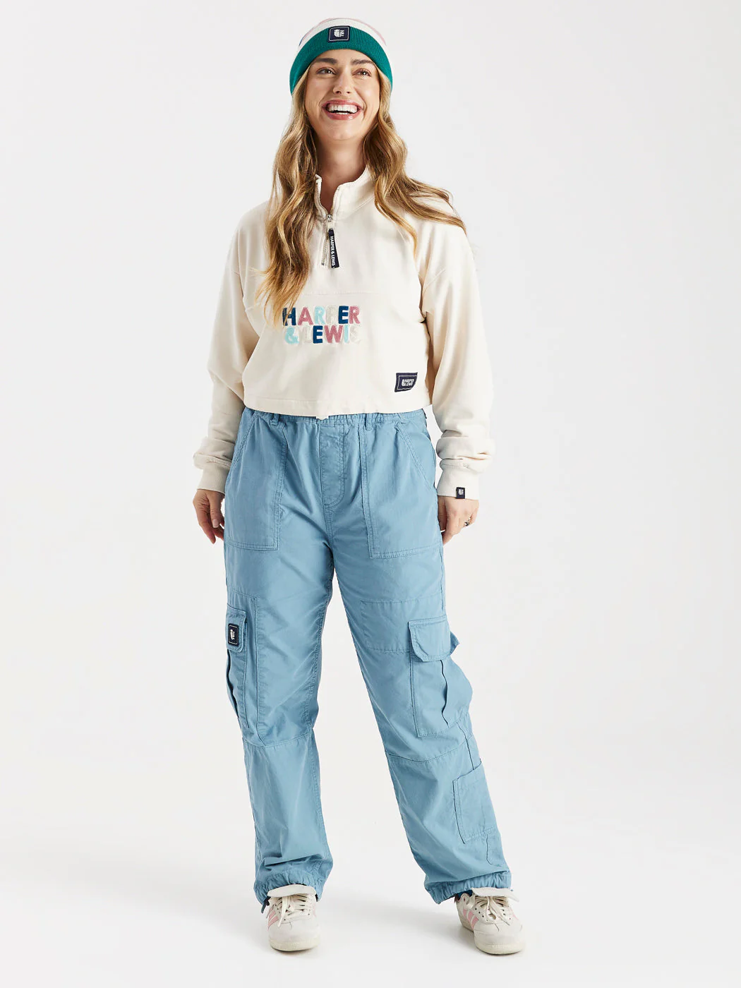 Kelsey Cropped 1/4 Zip Sweater Cream - Harper & Lewis