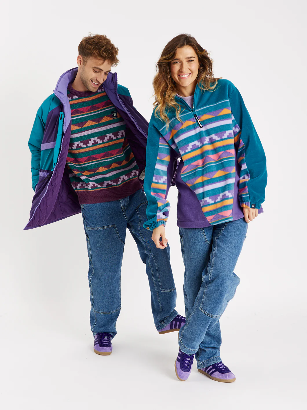 Abelia Retro Pattern 1/4 Zip Fleece - Harper & Lewis