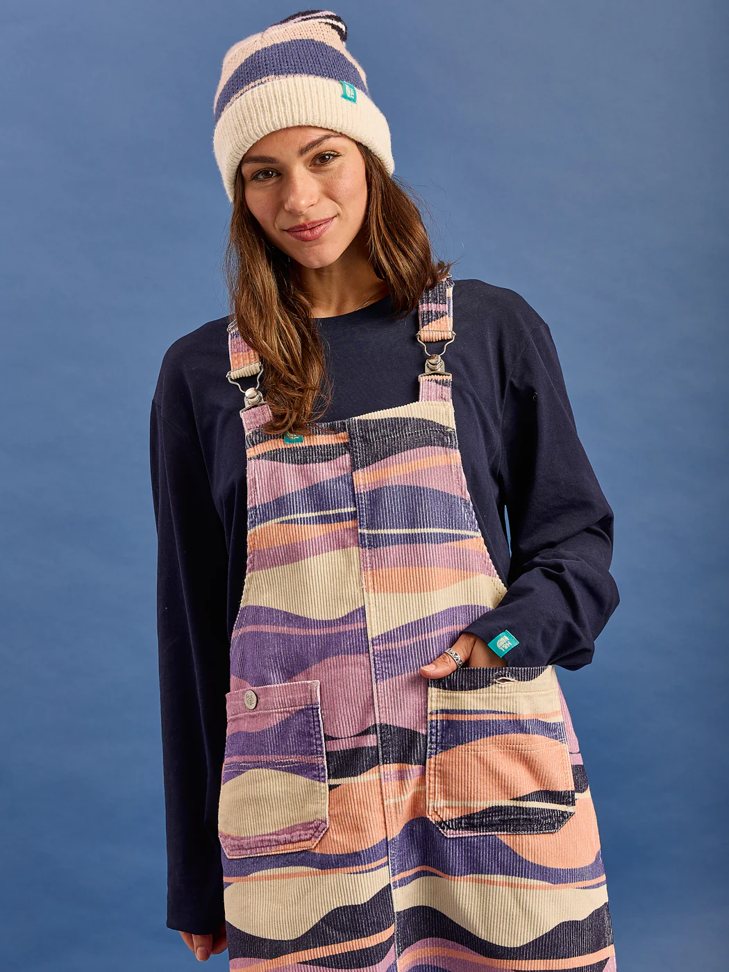 Elin Retro Pattern Corduroy Pinafore Dress - Harper & Lewis