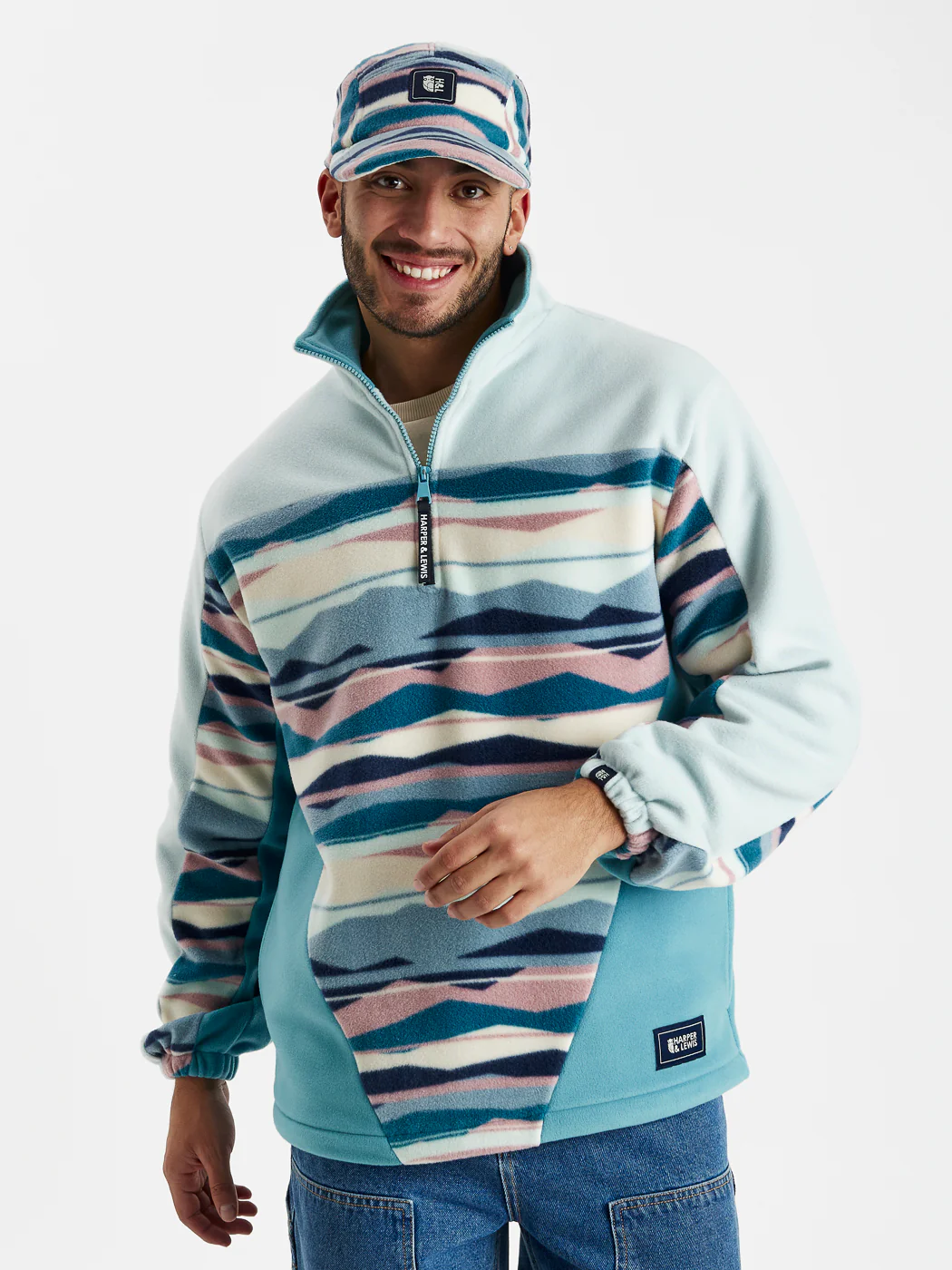 Skyler Retro Pattern 1/4 Zip Fleece - Harper & Lewis