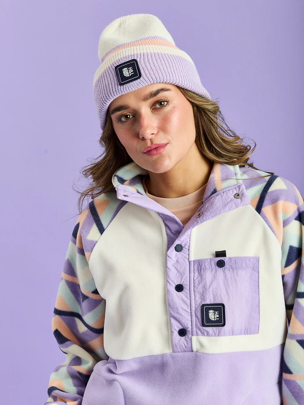 Sutton Retro Pattern Popper Neck Fleece - Harper & Lewis