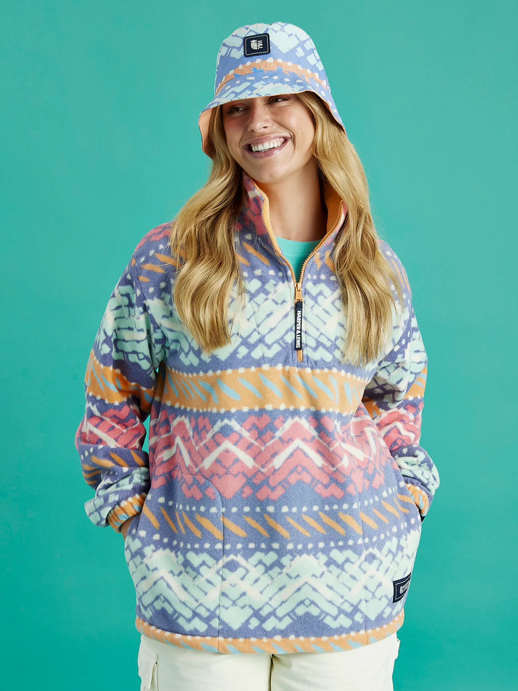 Raver Retro Pattern 1/4 Zip Fleece - Harper & Lewis