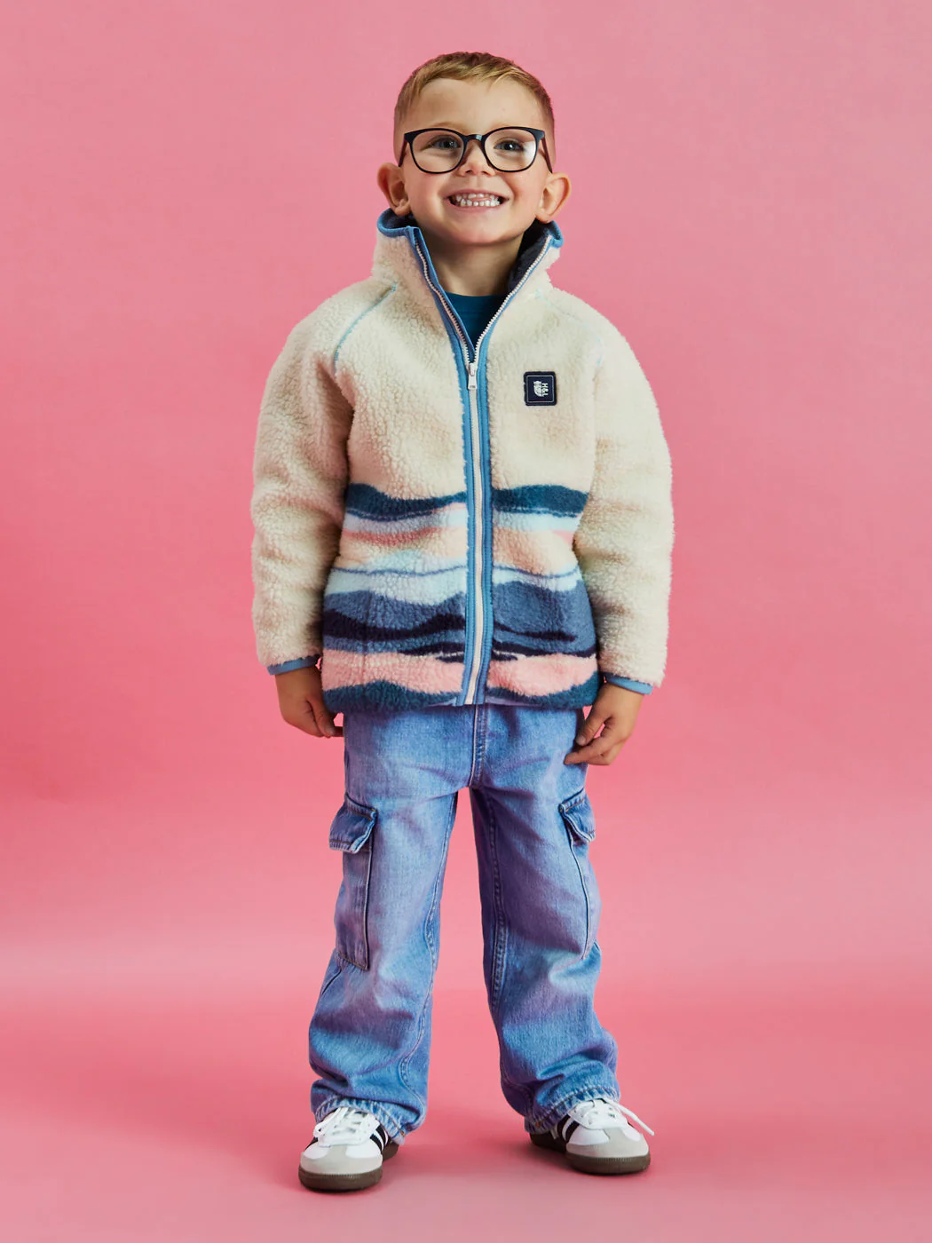Kids Emerson Retro Pattern Sherpa Fleece - Harper & Lewis