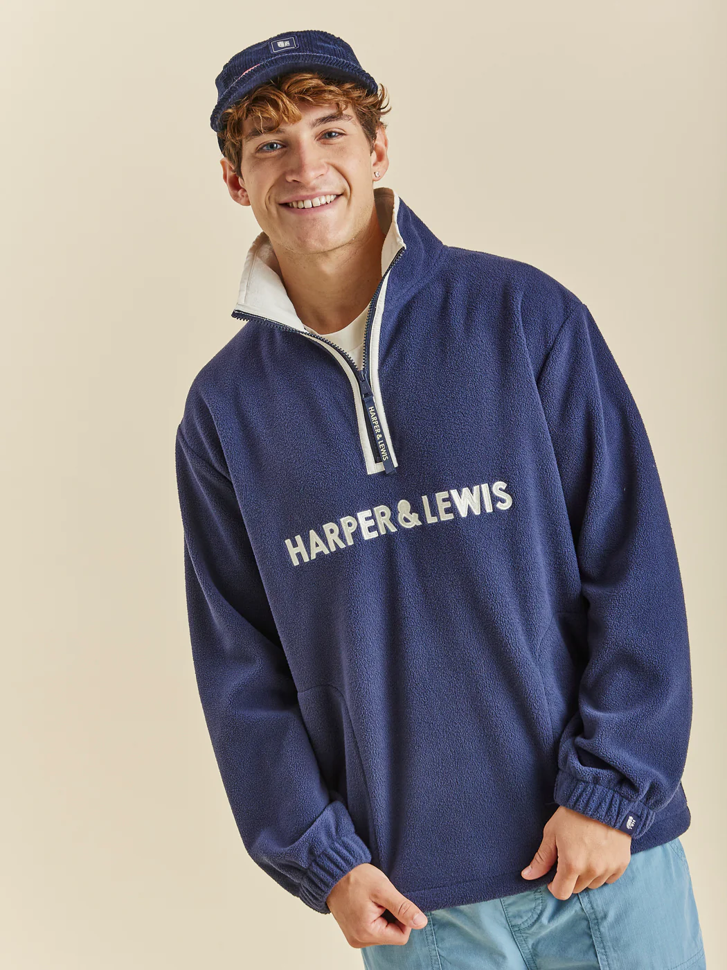 Ocean 1/4 Zip Fleece Navy - Harper & Lewis