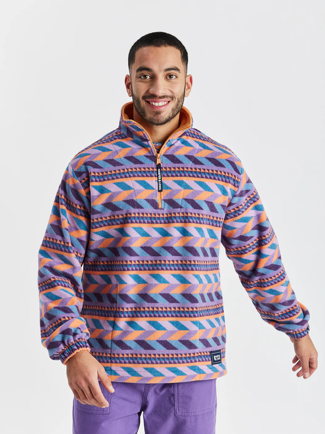 Raine Retro Pattern 1/4 Zip Fleece - Harper & Lewis