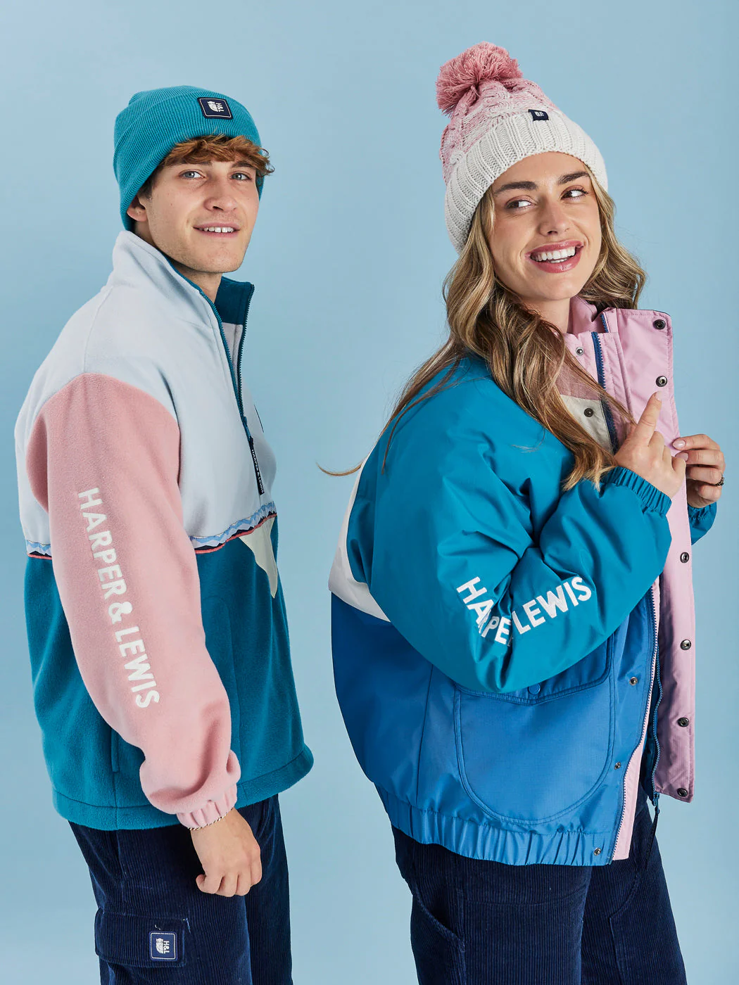 Palm 1/4 Zip Fleece Cool Aqua - Harper & Lewis