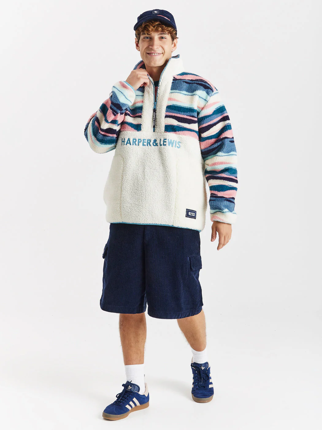 Leyna Retro Pattern 1/4 Zip Sherpa Fleece - Harper & Lewis