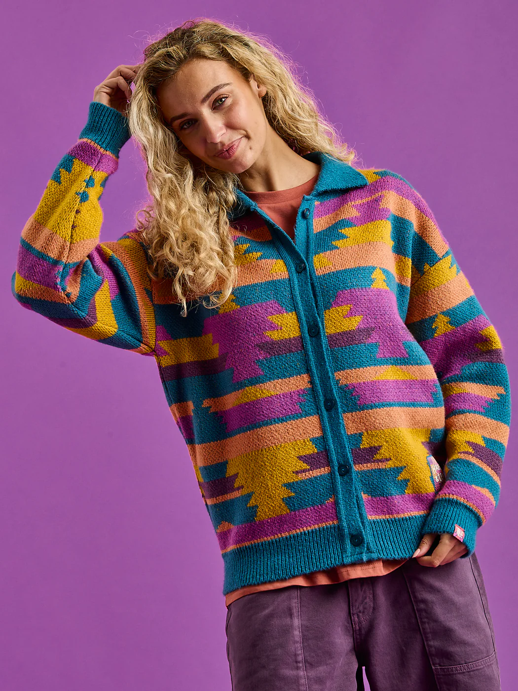 Colby Retro Pattern Knitted Cardigan - Harper & Lewis