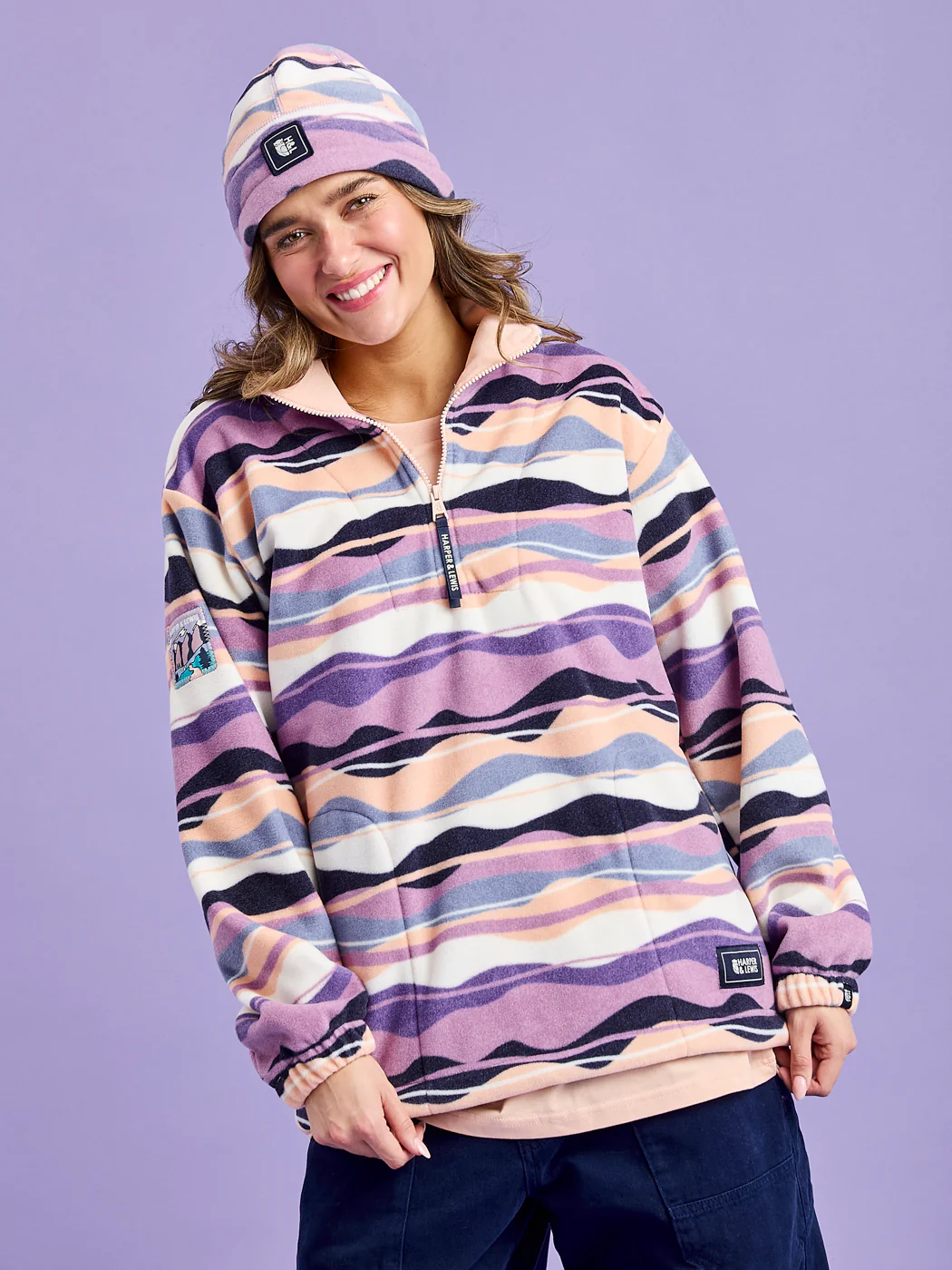 Raver Retro Pattern 1/4 Zip Fleece - Harper & Lewis