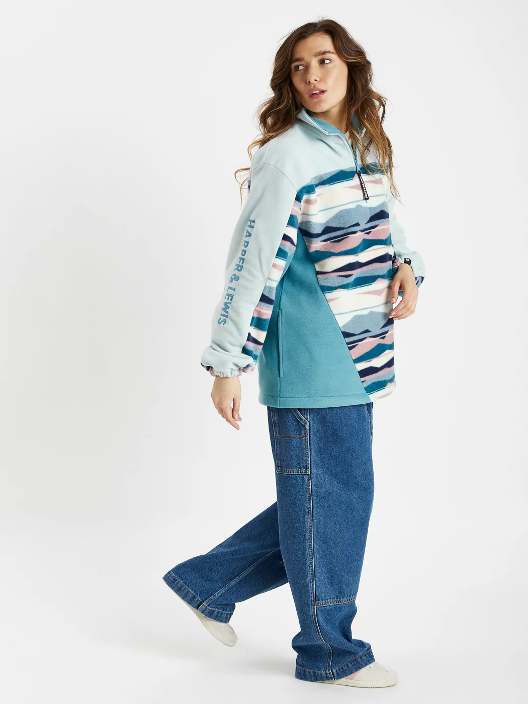 Skyler Retro Pattern 1/4 Zip Fleece - Harper & Lewis