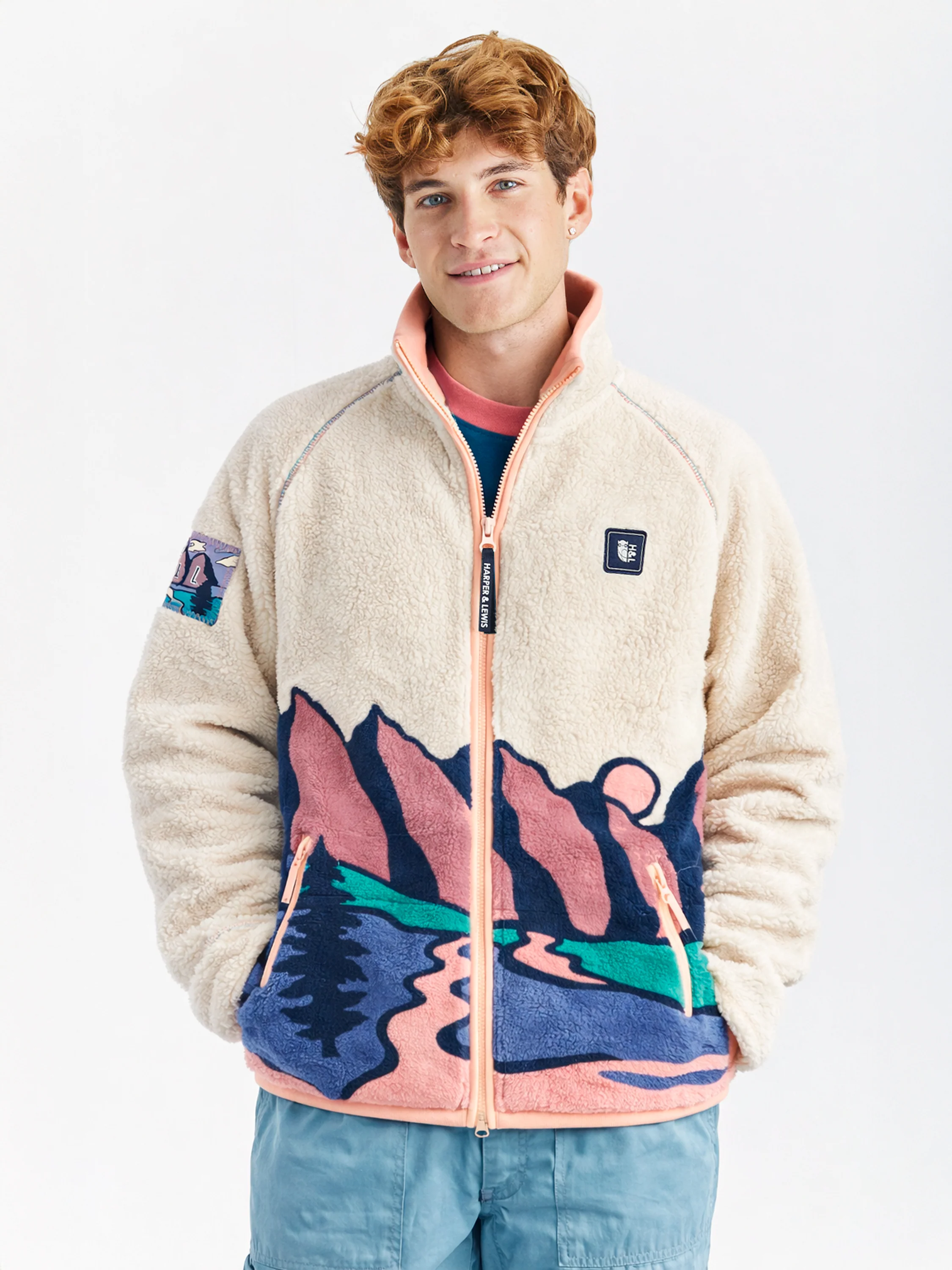 Emerson Retro Pattern Full Zip Sherpa Fleece - Harper & Lewis
