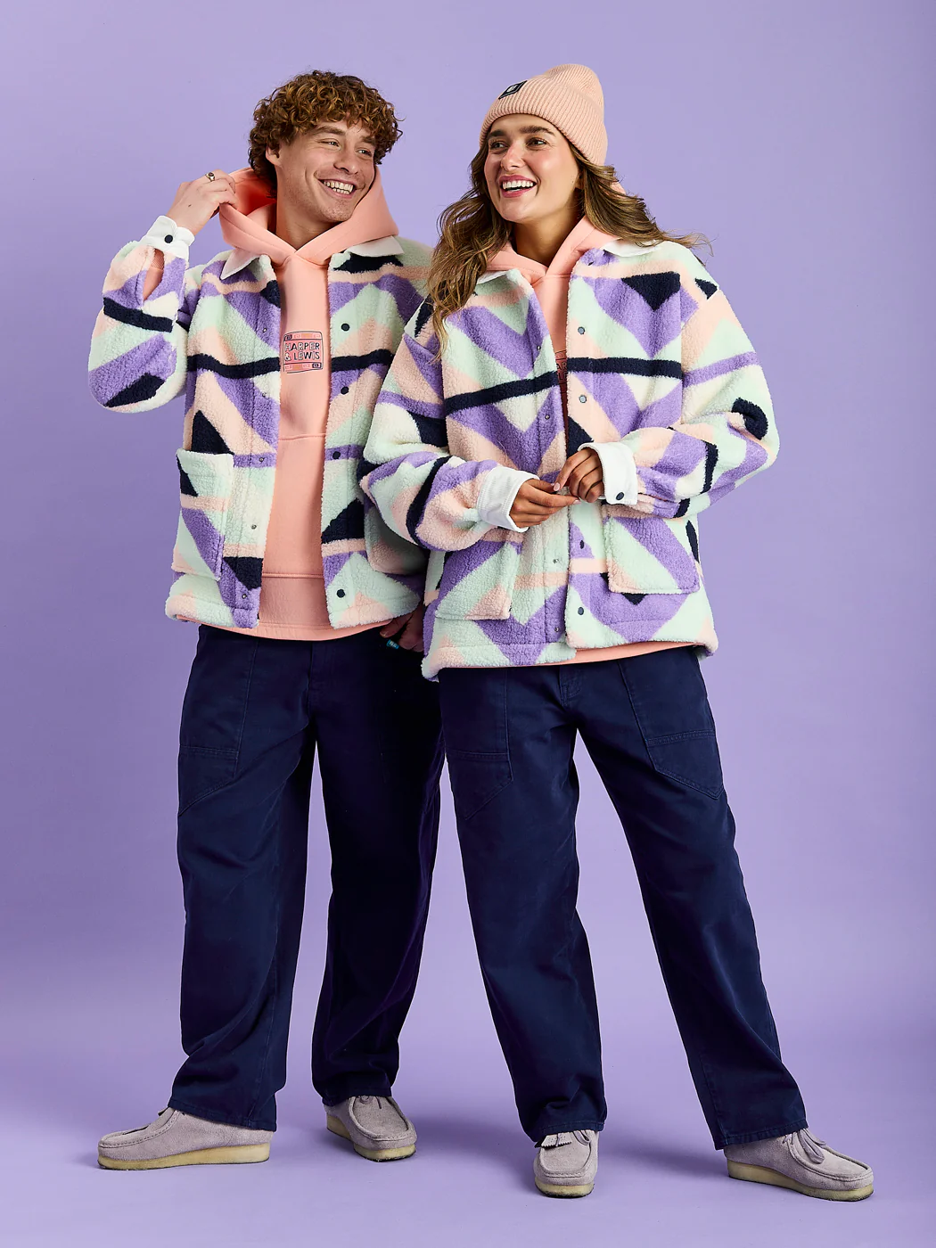 Beau Retro Pattern Sherpa Fleece Shirt - Harper & Lewis