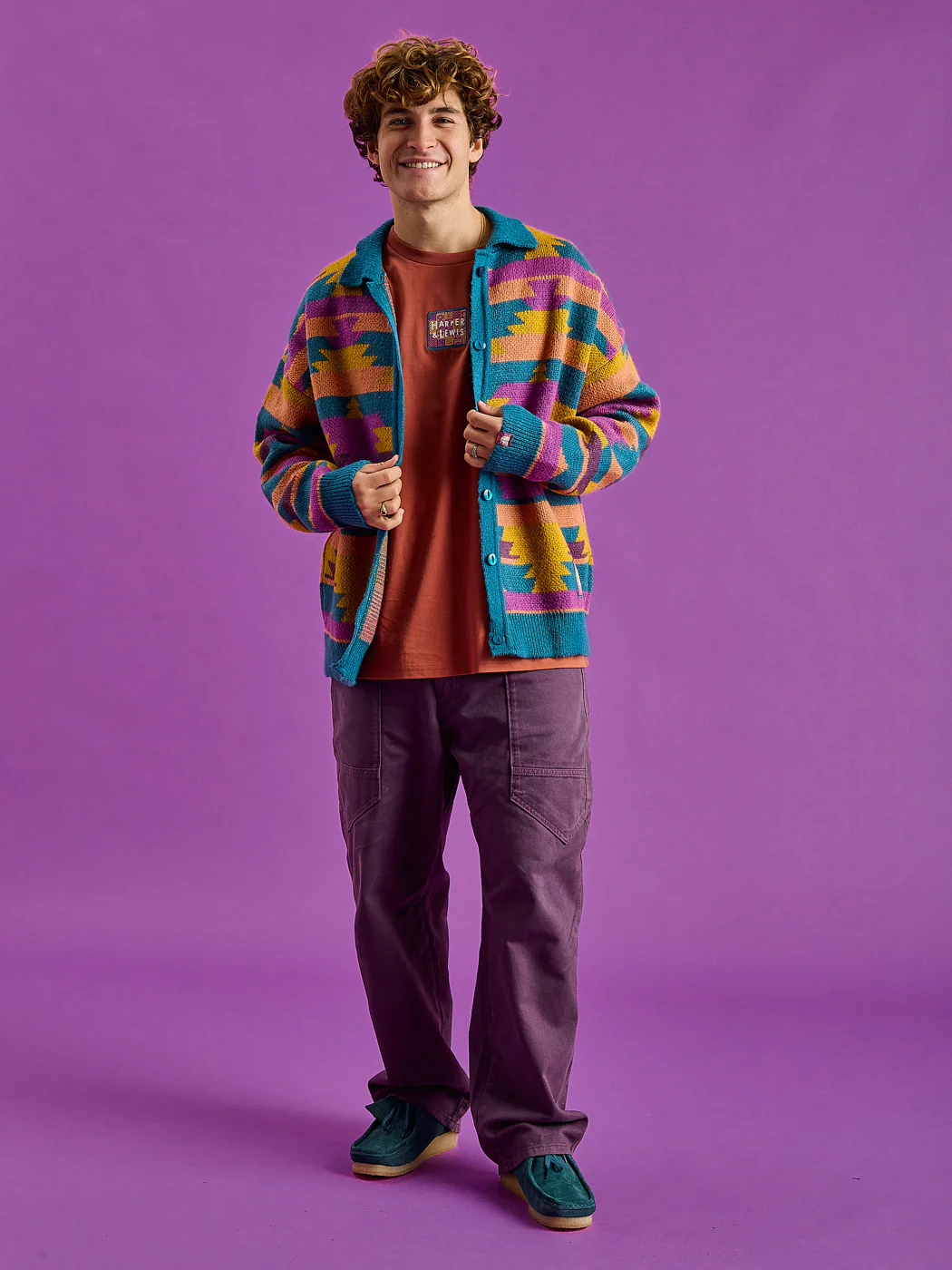 Colby Retro Pattern Knitted Cardigan - Harper & Lewis