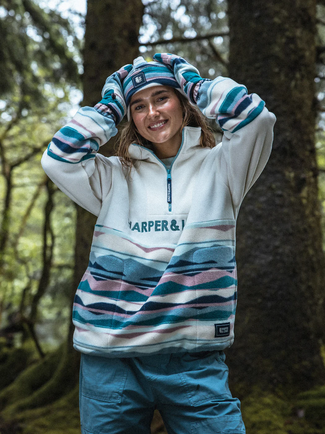 Bronte Retro Pattern 1/4 Zip Fleece - Harper & Lewis