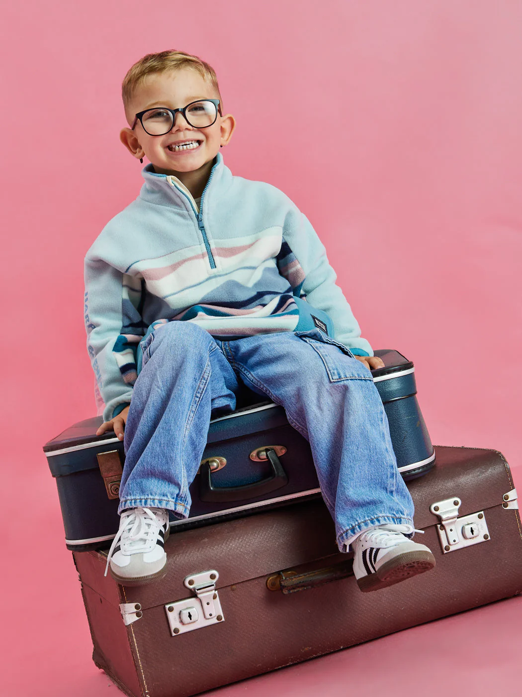 Kids Skyler Retro Pattern 1/4 Zip Fleece - Harper & Lewis