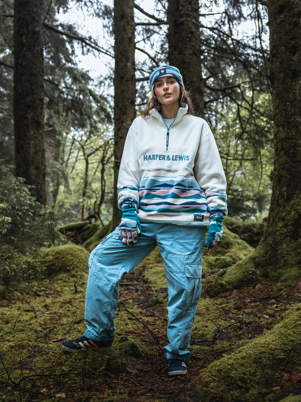 Bronte Retro Pattern 1/4 Zip Fleece - Harper & Lewis