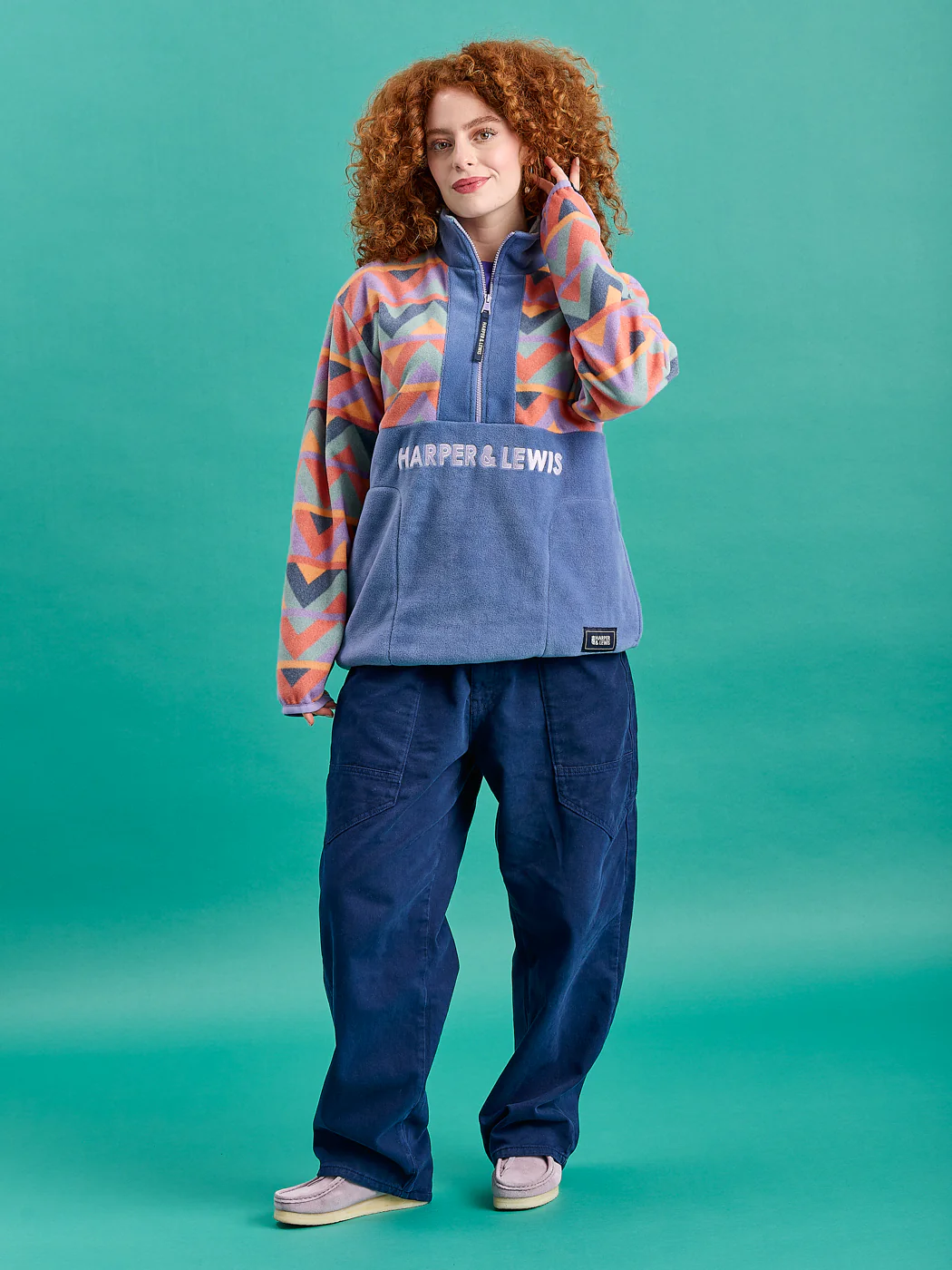 Bodie Retro Pattern 1/4 Zip Fleece - Harper & Lewis