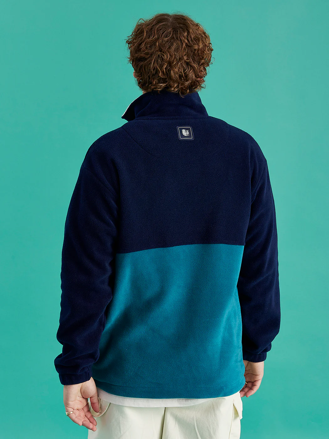Mellow 1/4 Zip Fleece Navy & Teal Green - Harper & Lewis