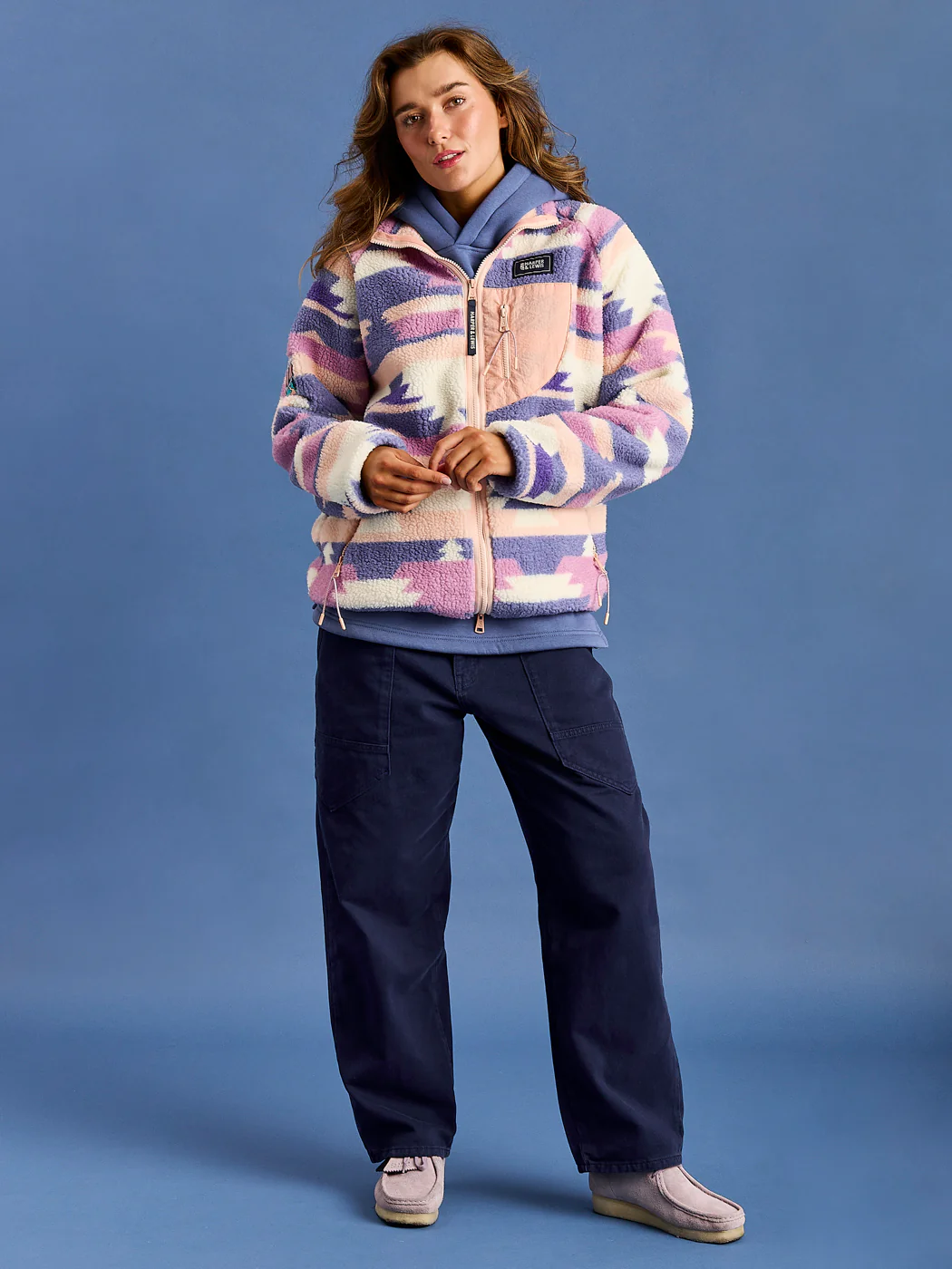 Finn Retro Pattern Full Zip Sherpa Fleece - Harper & Lewis