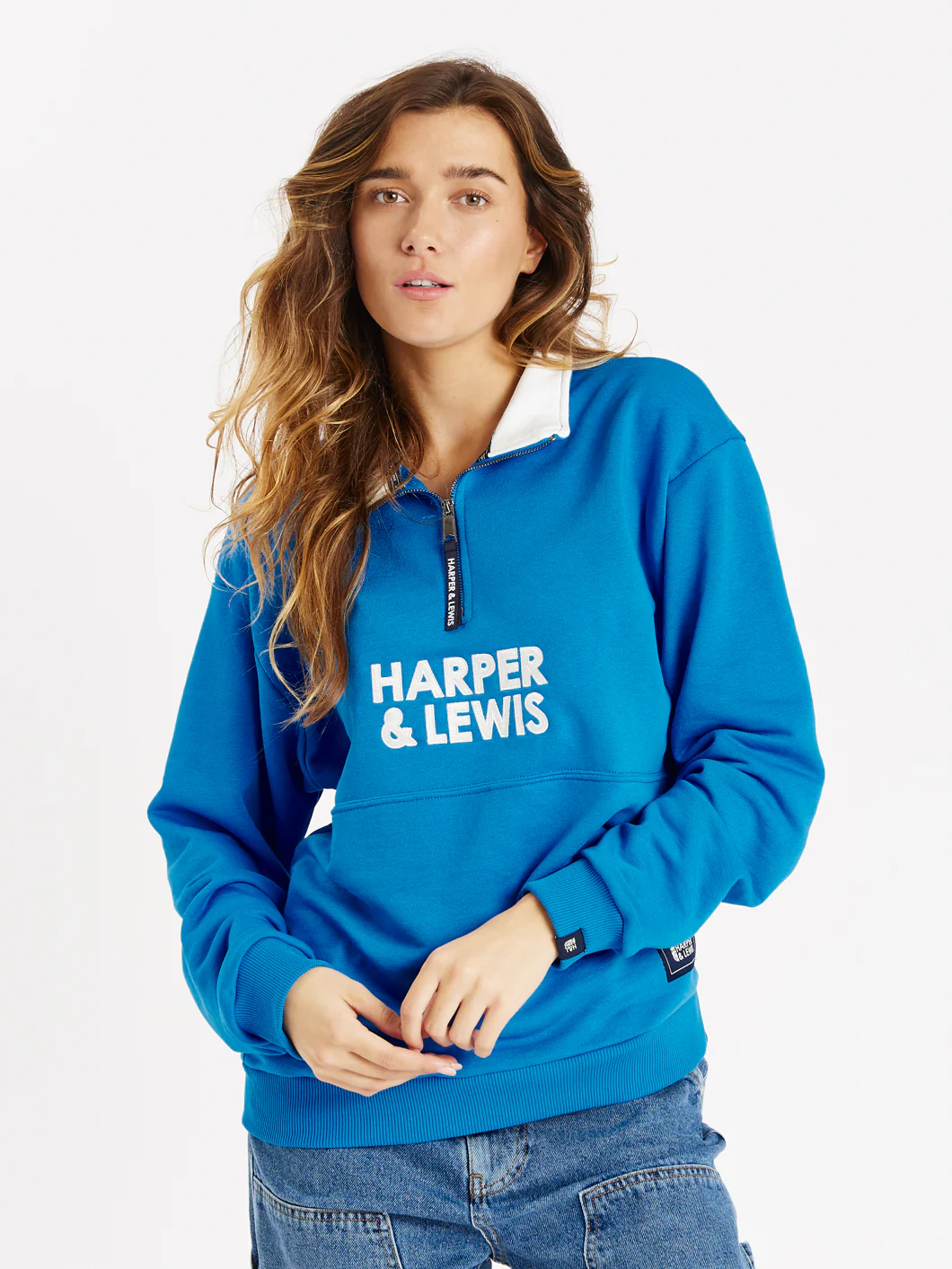 Sweet Pea 1/4 Zip Sweater Royal Blue - Harper & Lewis