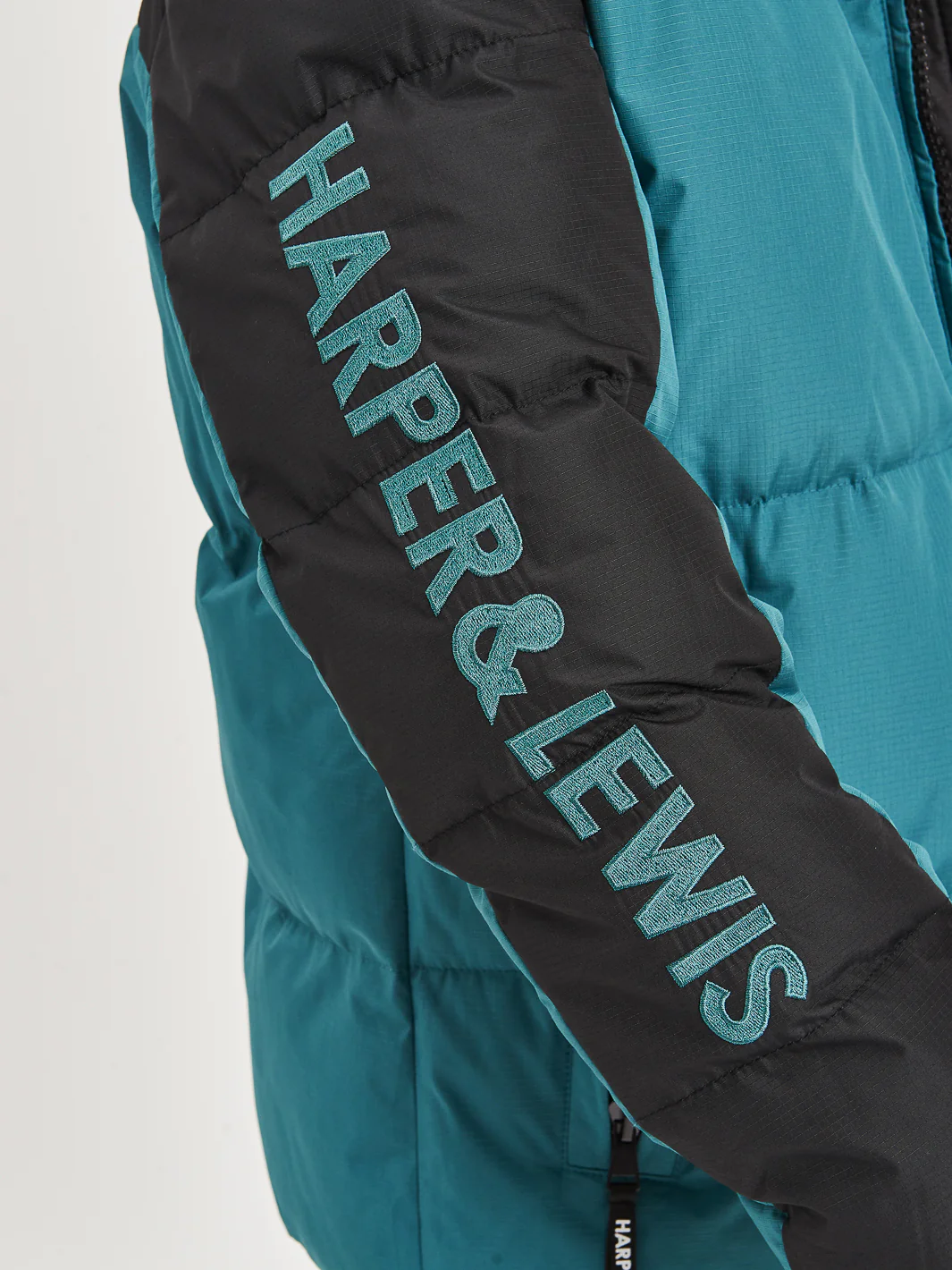 Soll Hooded Puffer Coat Black & Green - Harper & Lewis