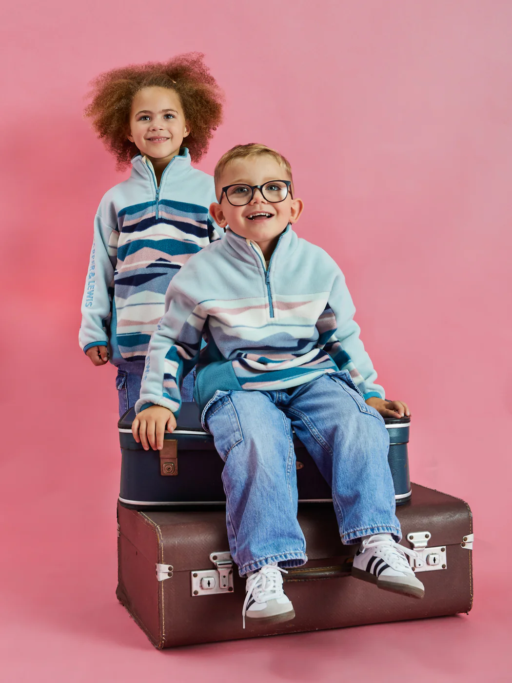 Kids Skyler Retro Pattern 1/4 Zip Fleece - Harper & Lewis