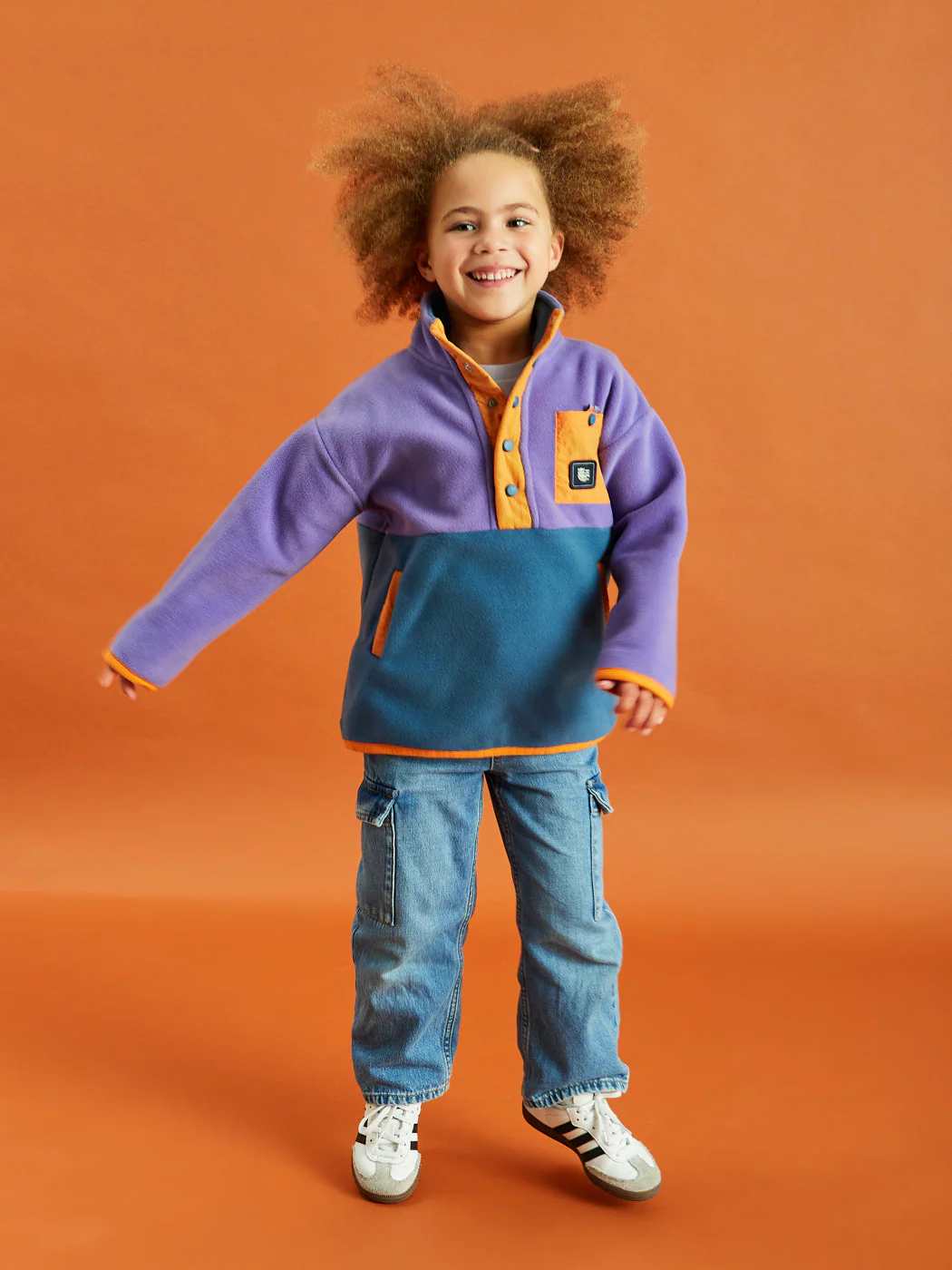Kids Aries Popper Neck Fleece Petrol & Deep Purple - Harper & Lewis