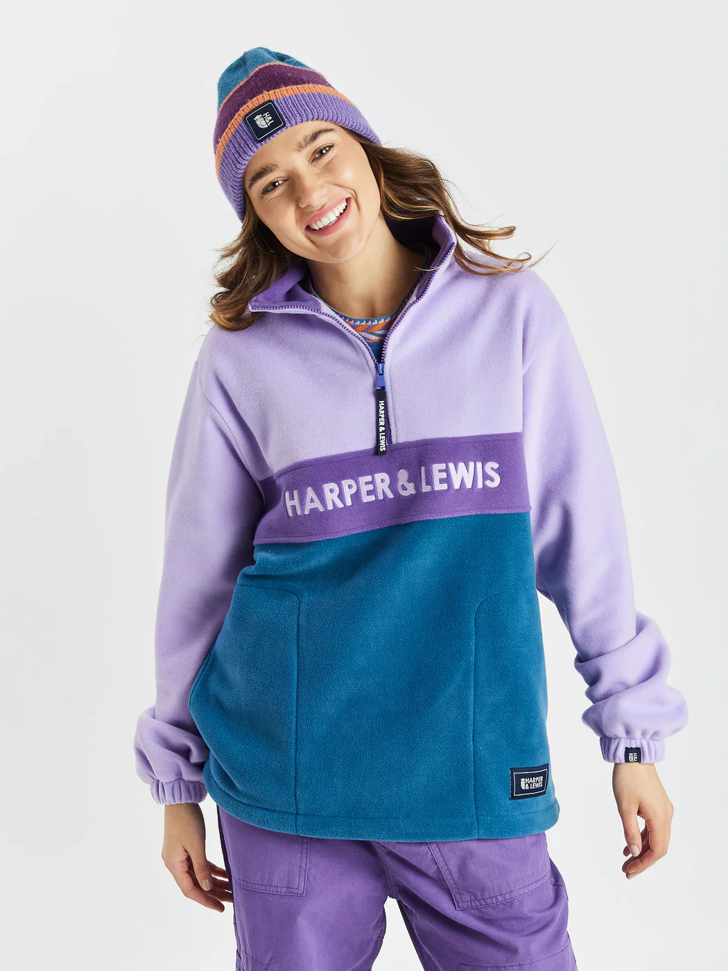 Mellow 1/4 Zip Fleece Lavender & Deep Purple - Harper & Lewis
