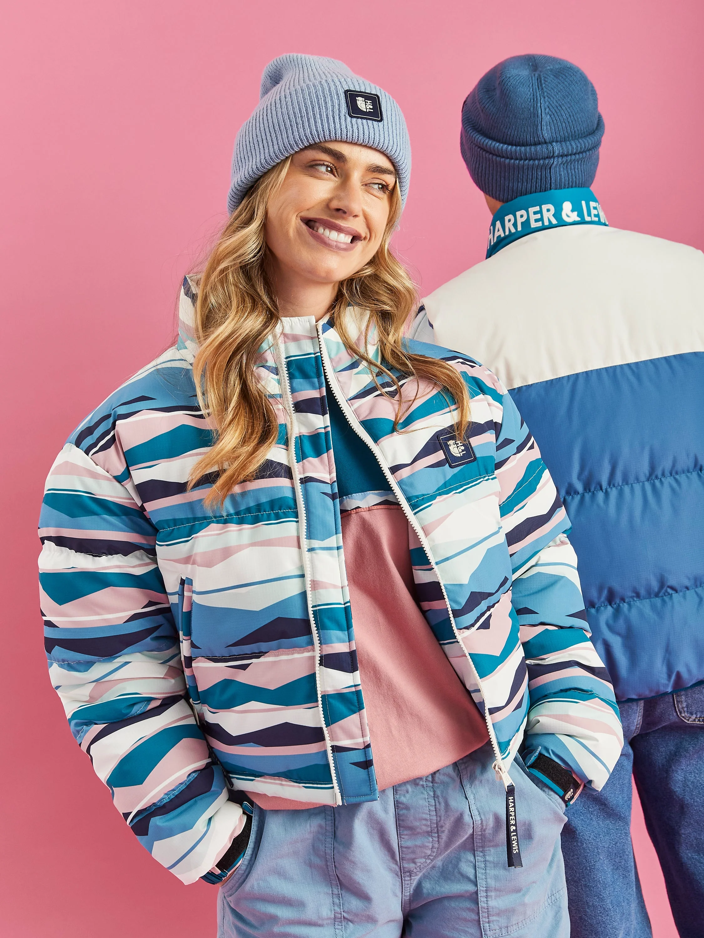 Wren Retro Pattern Cropped Puffer Coat - Harper & Lewis