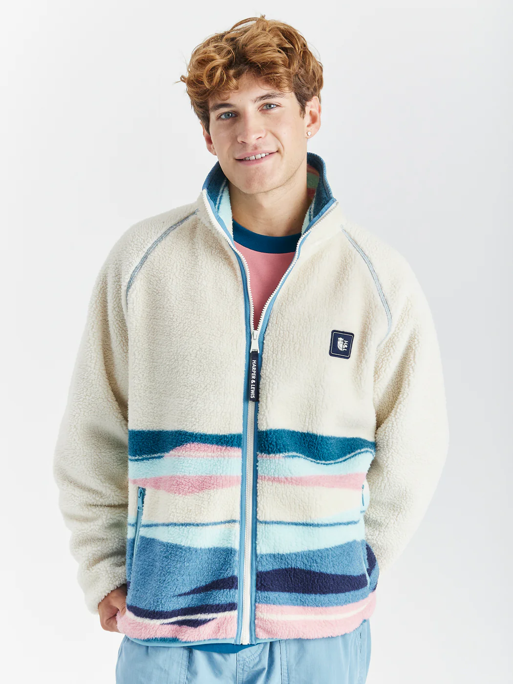 Emerson Retro Pattern Full Zip Sherpa Fleece - Harper & Lewis