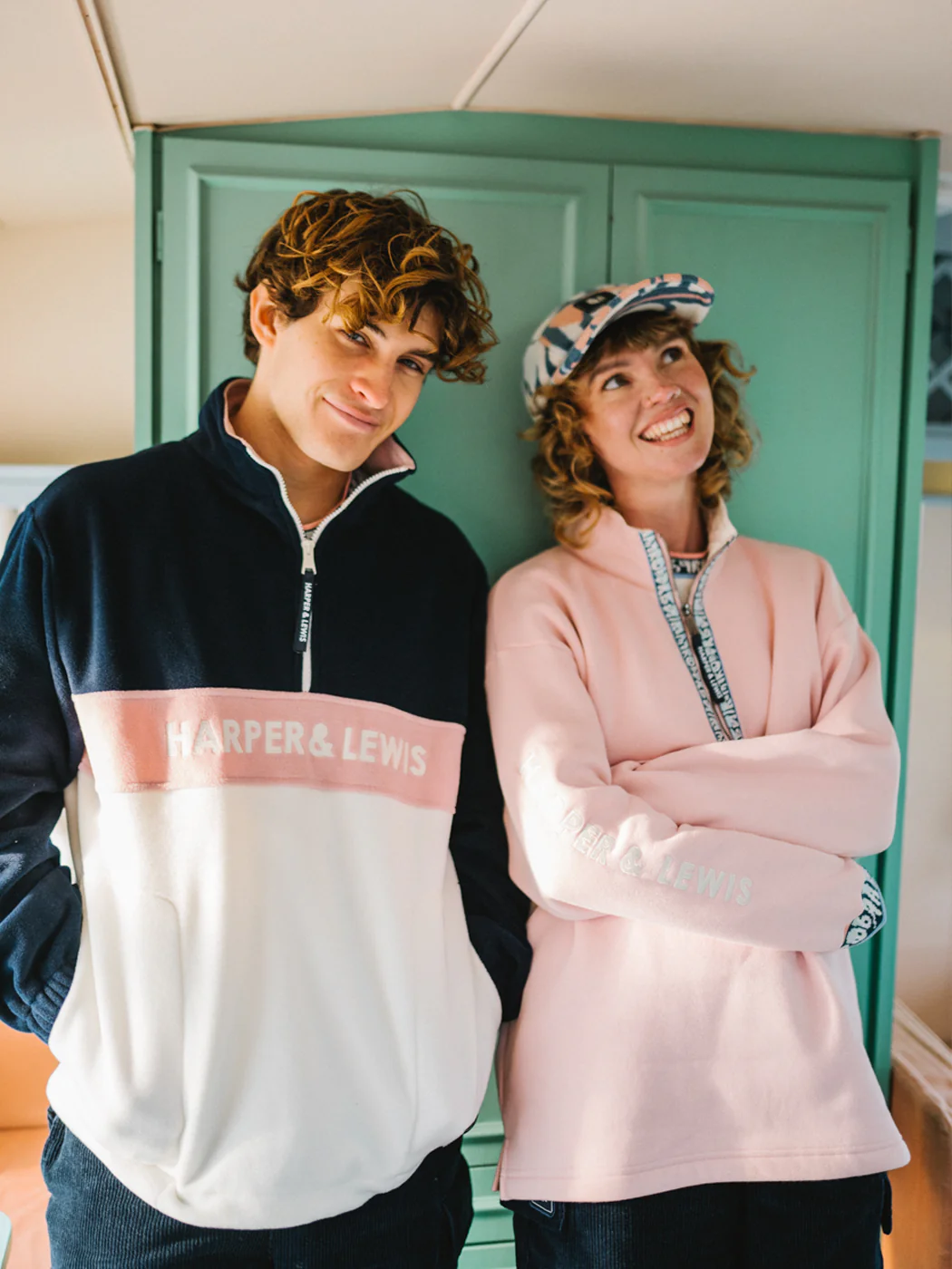 Mellow 1/4 Zip Fleece Navy & Cream - Harper & Lewis