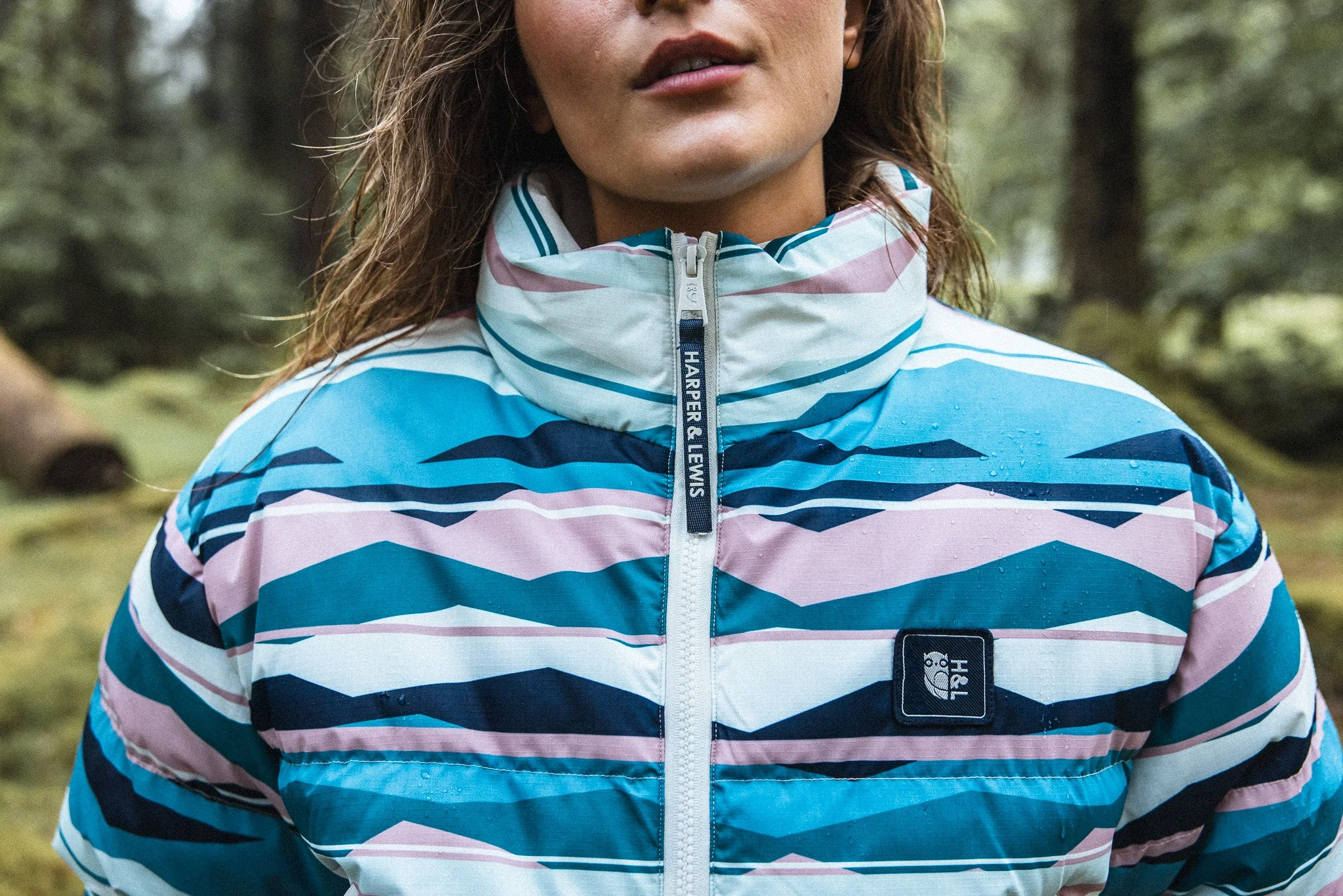 Wren Retro Pattern Cropped Puffer Coat - Harper & Lewis