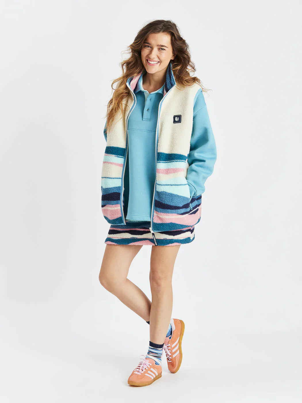 Emery Retro Pattern Sherpa Fleece Gilet - Harper & Lewis