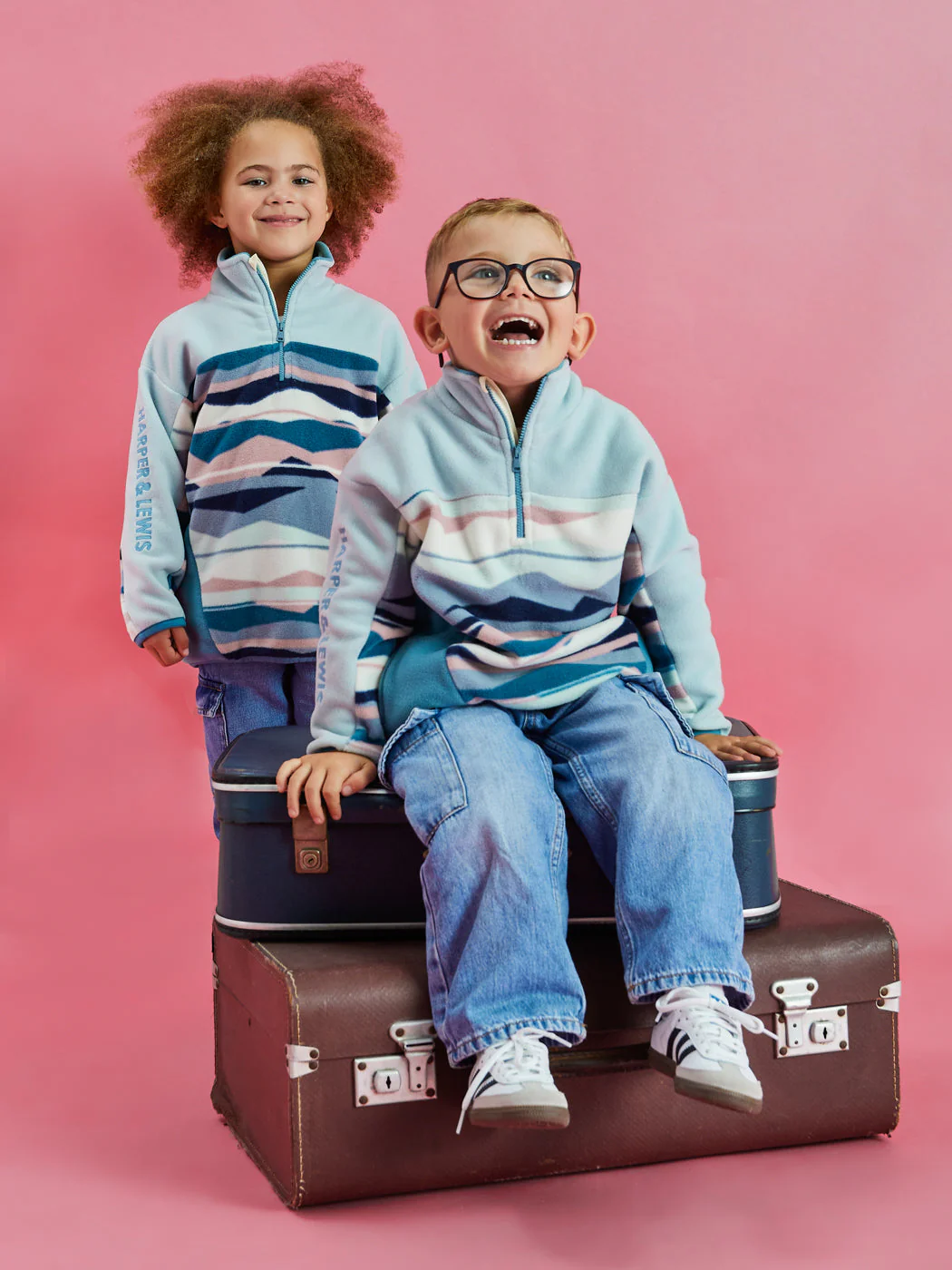 Kids Skyler Retro Pattern 1/4 Zip Fleece - Harper & Lewis