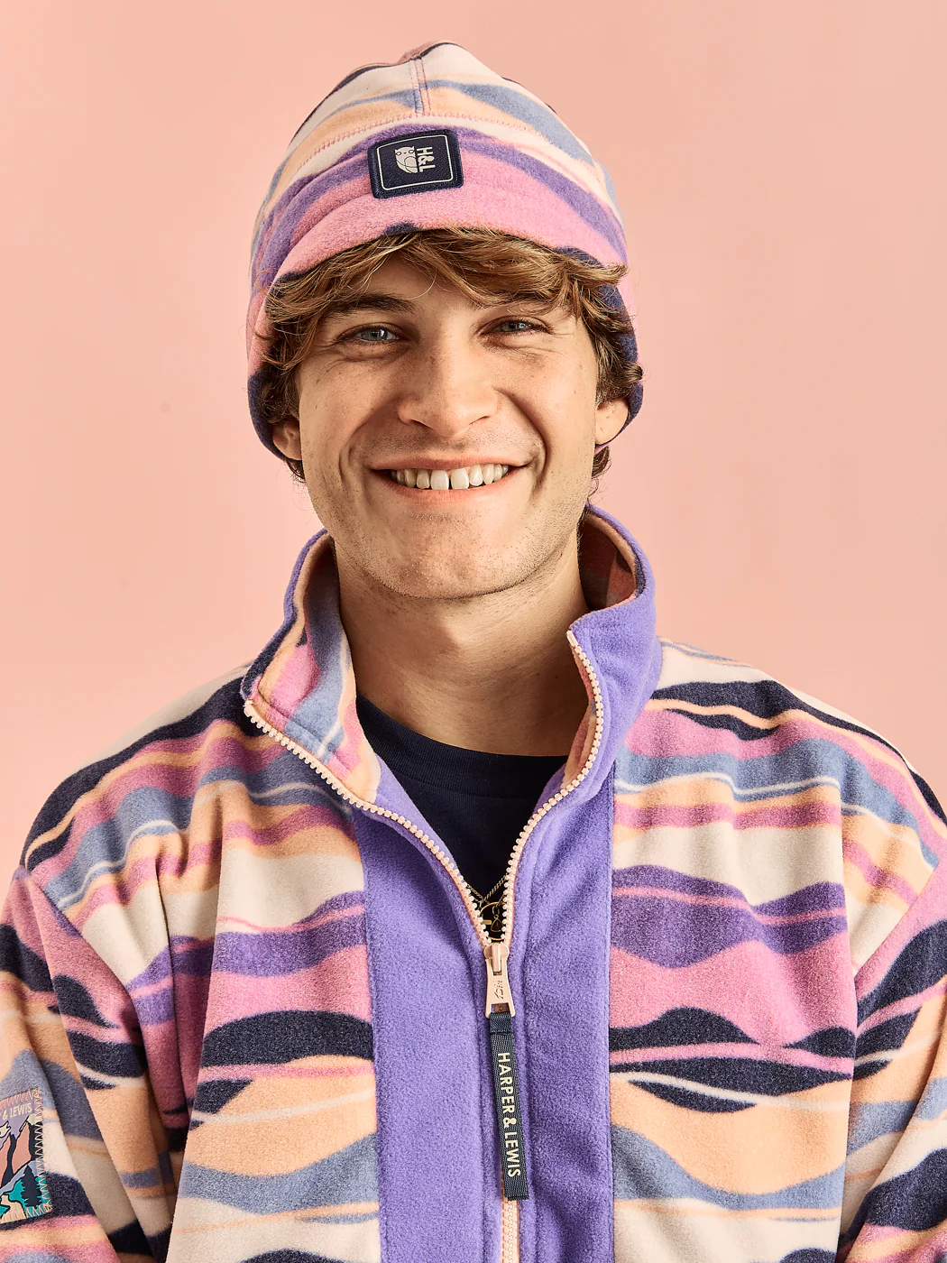 Tallow Retro Pattern Fleece Beanie - Harper & Lewis