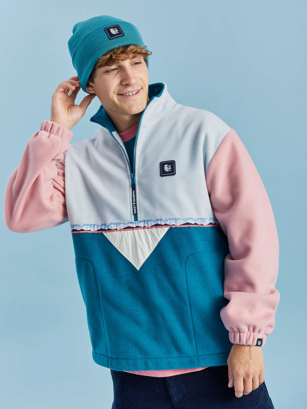 Palm 1/4 Zip Fleece Cool Aqua - Harper & Lewis